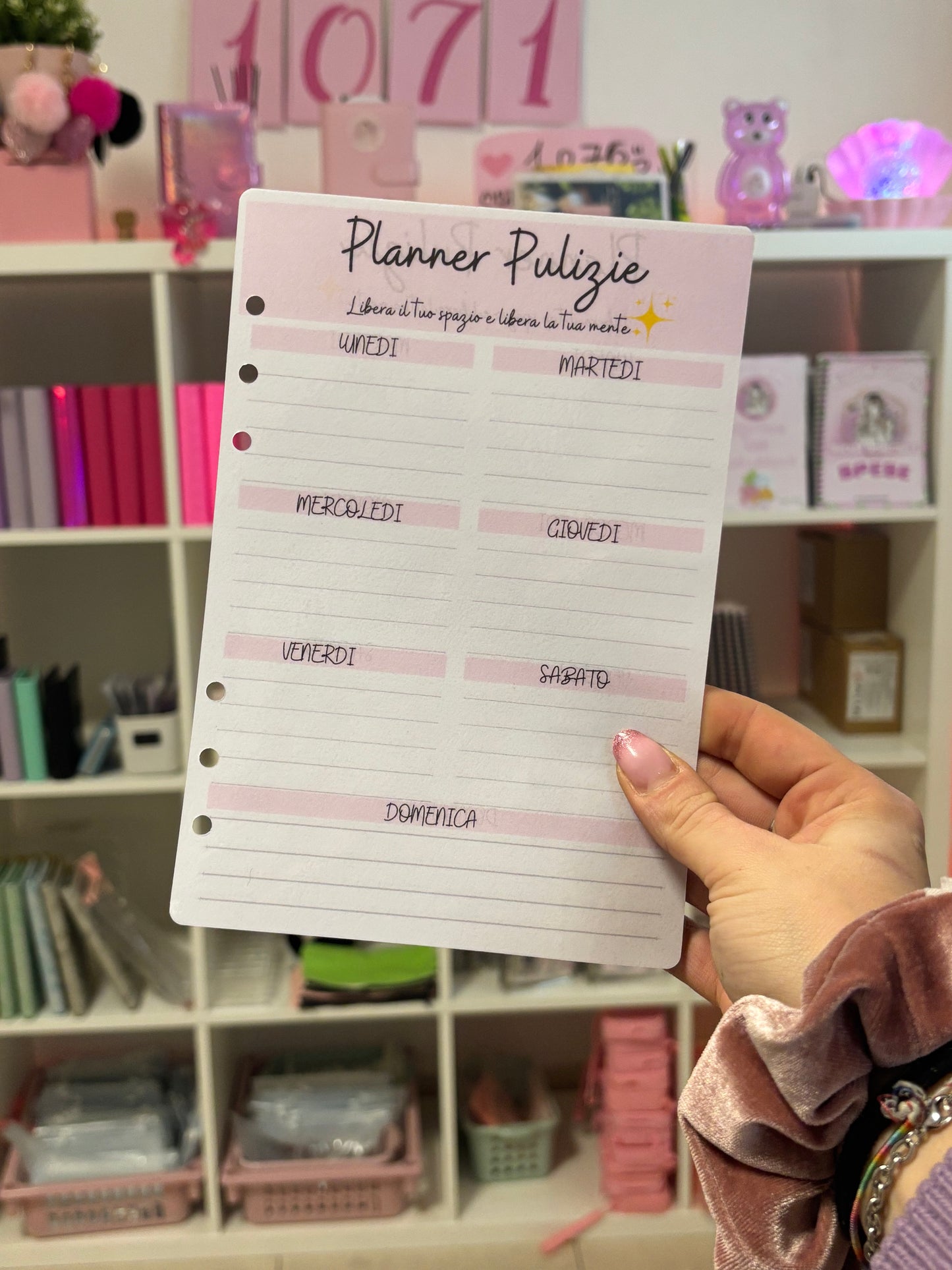 Planner pulizie con gg della settimana