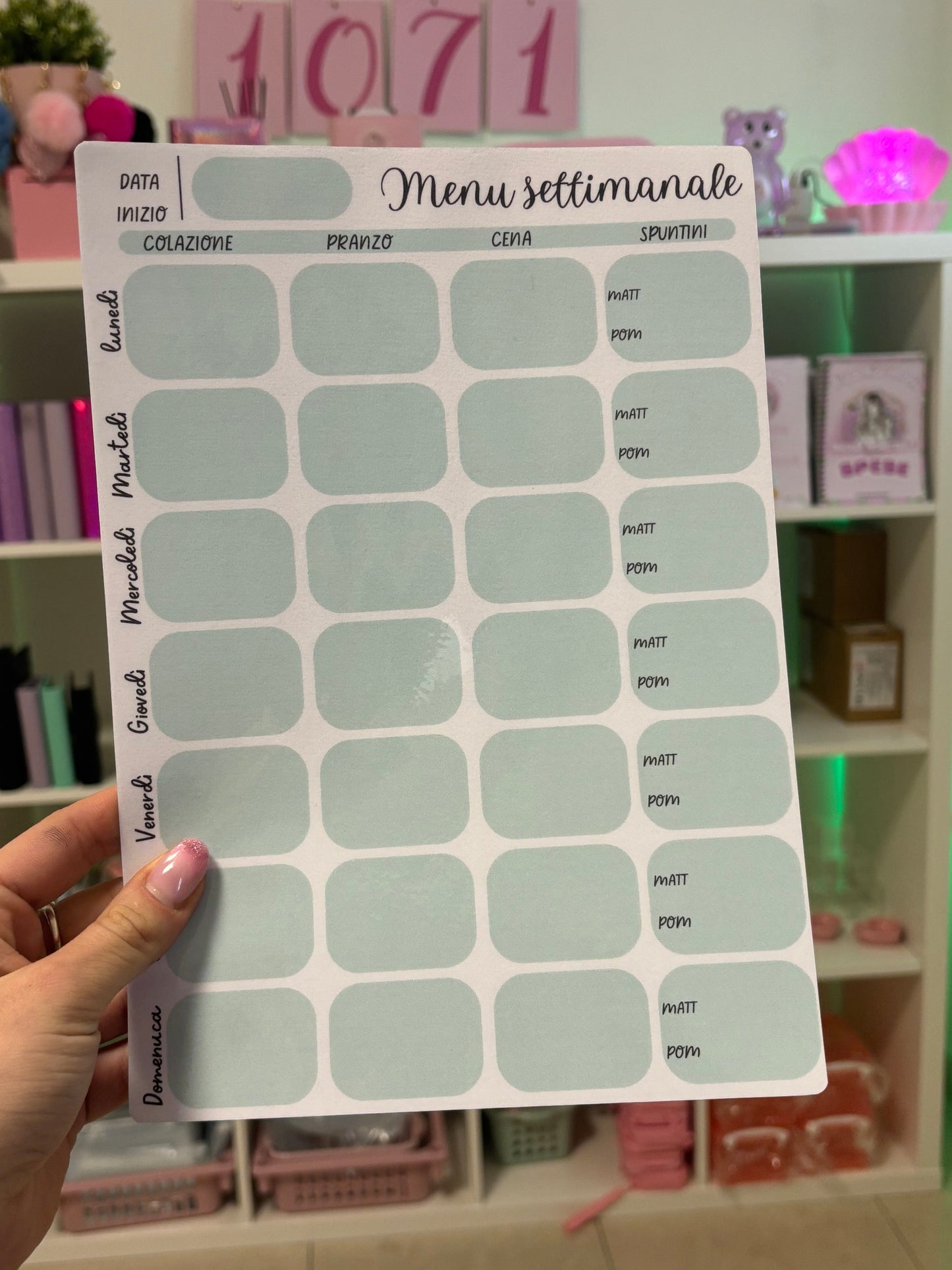 Menu Settimanale A4
