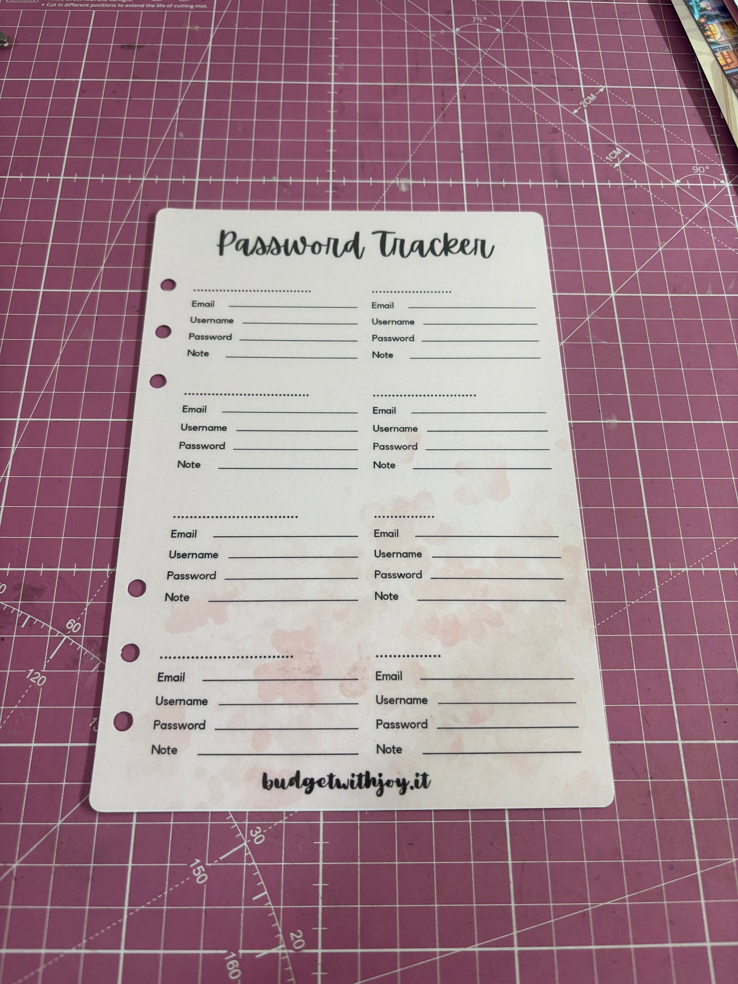 Password tracker a5 ric