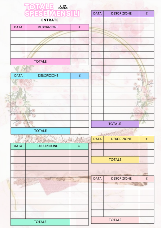 planner spese mensili pdf