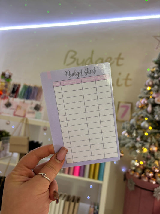 Budget Sheet Lilla A7 (Bordi Neri) R.