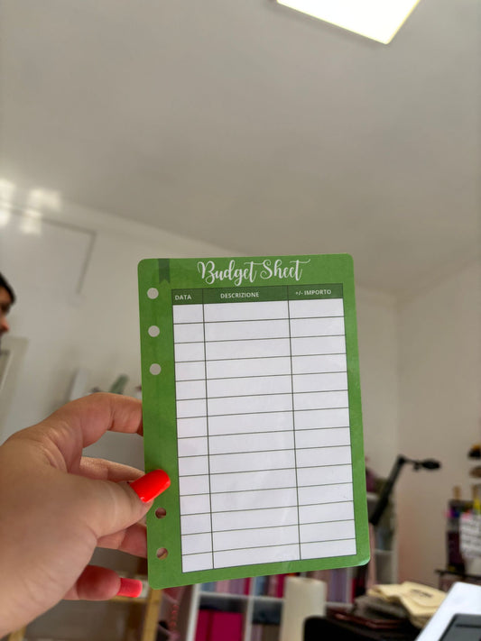Budget Sheet A6 Verde (3 Colonne)