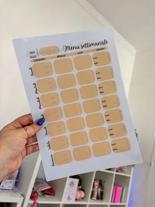 Menu Settimanale A4  Giallo