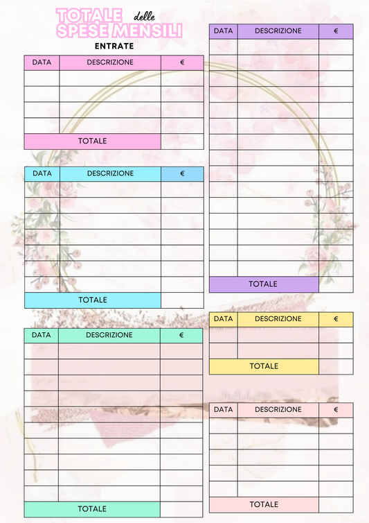 planner spese mensili pdf